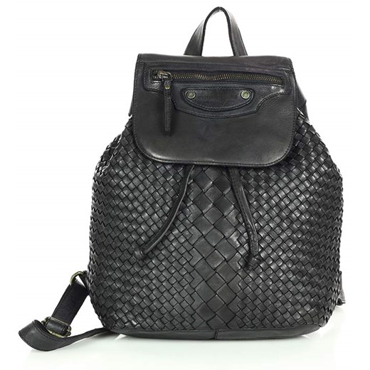 Plecak damski miejski skórzany - MARCO MAZZINI czarny ze sklepu Verostilo w kategorii Plecaki - zdjęcie 165744966