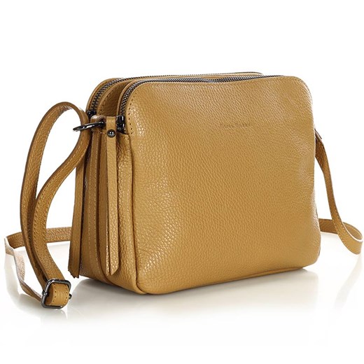 Torebka skórzana crossbody listonoszka dwie komory - MARCO MAZZINI brąz camel Mazzini uniwersalny wyprzedaż Verostilo