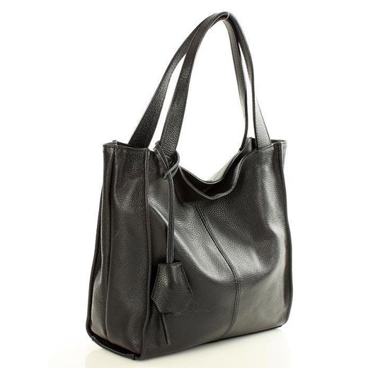 Modna torebka damska skórzany shopper bag - MARCO MAZZINI Portofino Max czarny Genuine Leather uniwersalny promocja Verostilo
