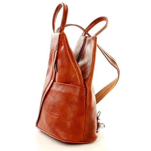 Kultowy plecak damski vegetable leather - MARCO MAZZINI brąz camel Vera Pelle uniwersalny Verostilo wyprzedaż