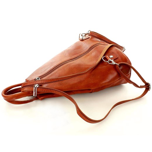 Kultowy plecak damski vegetable leather - MARCO MAZZINI brąz camel Vera Pelle uniwersalny promocyjna cena Verostilo