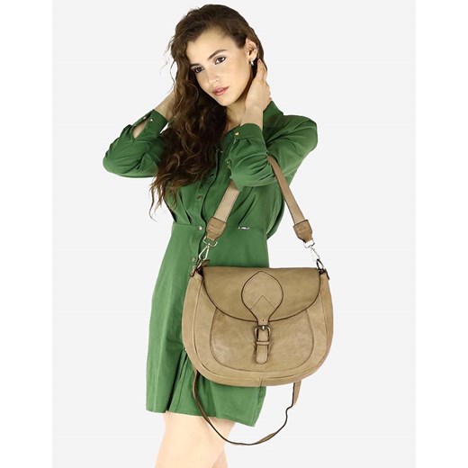 Torebka damska na ramię skórzana shoulder handmade bag - MARCO MAZZINI beż taupe uniwersalny promocja Verostilo