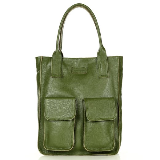 Torebka shopper z kieszeniami MAZZINI - Ravenna militarny zielony ze sklepu Verostilo w kategorii Torby Shopper bag - zdjęcie 165746276