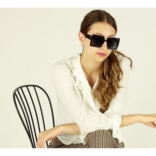 Retro okulary przeciwsłoneczne MAZZINI SQUARE BIG czarny Looks Style Eyewaer uniwersalny promocja Verostilo