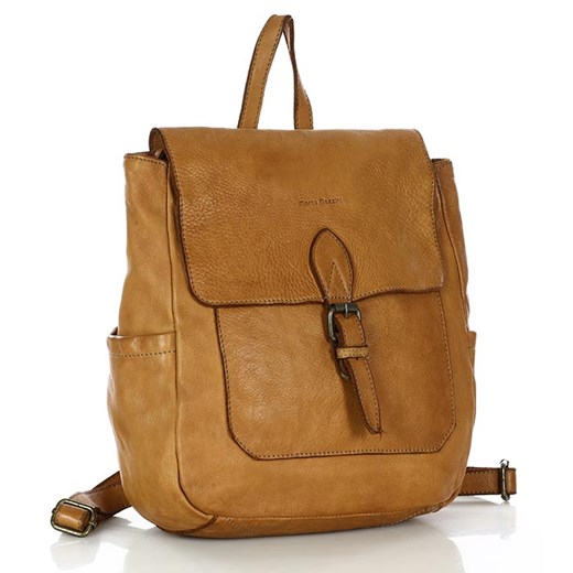 Plecak skórzany handmade z kieszeniami  - MARCO MAZZINI brąz camel ze sklepu Verostilo w kategorii Plecaki - zdjęcie 165746536
