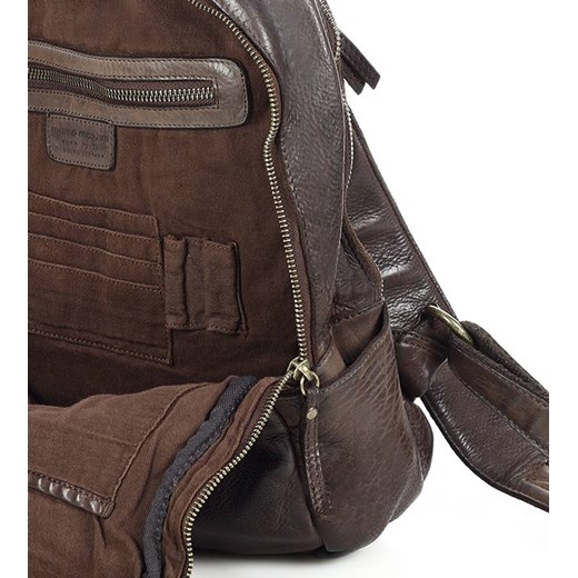 Dwukomorowy plecak skórzany damski - MARCO MAZZINI czekoladowy brąz ze sklepu Verostilo w kategorii Plecaki - zdjęcie 165746817