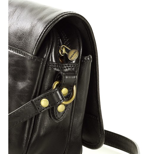 Włoska torebka listonoszka skórzana z klapą MARCO MAZZINI - Alabama  Classico czarny ze sklepu Verostilo w kategorii Listonoszki - zdjęcie 165747025