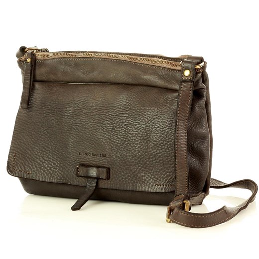MARCO MAZZINI Torebka skórzana messenger retro bag ciemny brąz caffe uniwersalny wyprzedaż Verostilo