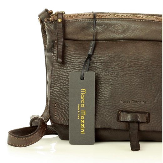MARCO MAZZINI Torebka skórzana messenger retro bag ciemny brąz caffe uniwersalny okazja Verostilo