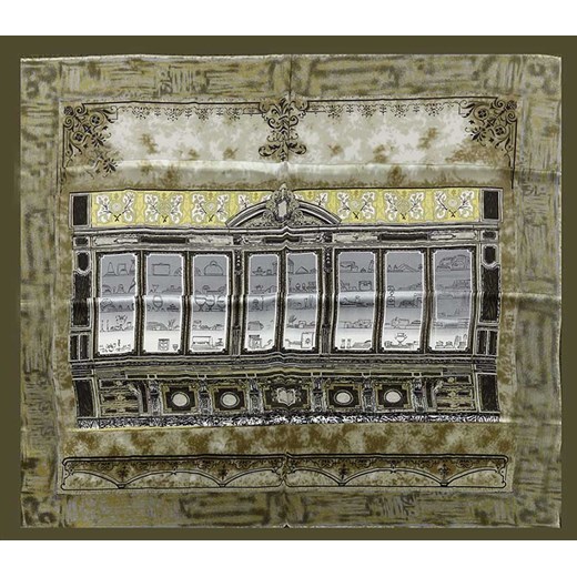 Jedwabna apaszka chusta damska - MARCO MAZZINI  beżowa / złota ze sklepu Verostilo w kategorii Szaliki i chusty damskie - zdjęcie 165748058