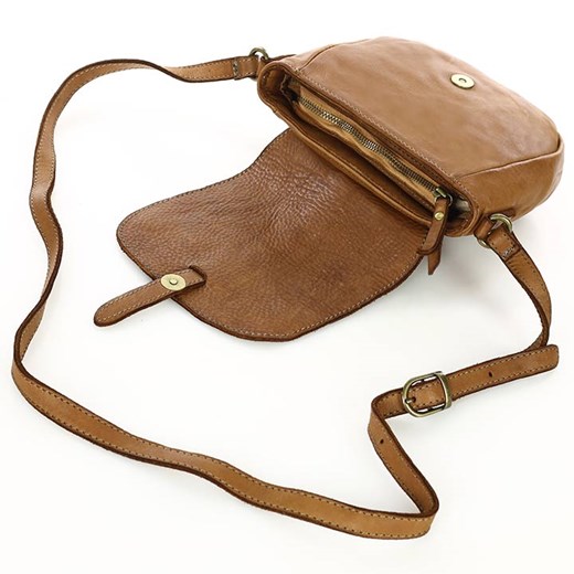 Marco Mazzini Torebka listonoszka saddle bag genuine leather brąz camel uniwersalny okazyjna cena Verostilo