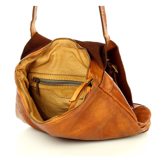 Plecak skórzany minimalizm old look leather backpack - MARCO MAZZINI brąz camel uniwersalny okazja Verostilo