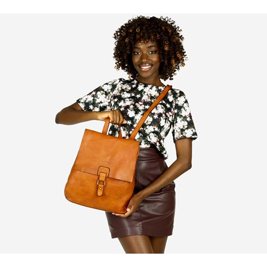 Plecak skórzany minimalizm old look leather backpack - MARCO MAZZINI brąz camel uniwersalny okazja Verostilo