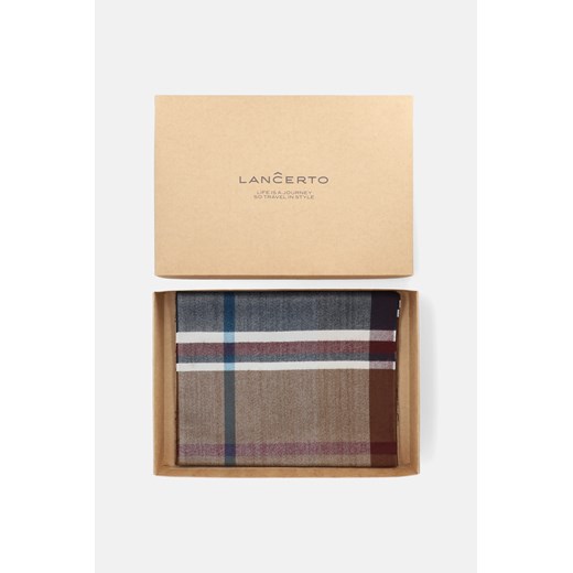 Szal Brązowo-Granatowy w Kratę Tartan Lancerto Lancerto S.A.