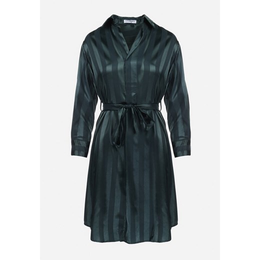 Sukienka Born2be mini z długim rękawem koszulowa z kołnierzykiem 