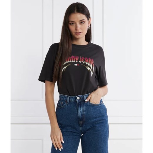 Bluzka damska Tommy Jeans młodzieżowa z okrągłym dekoltem z krótkim rękawem 