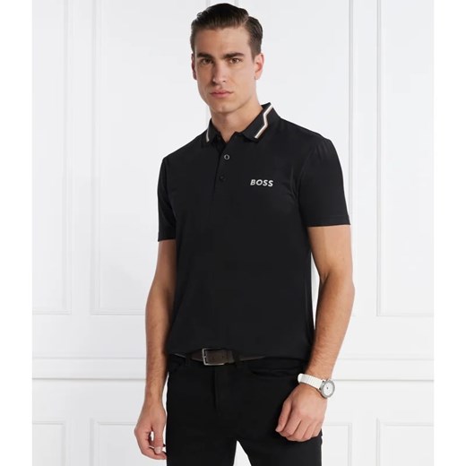 T-shirt męski BOSS HUGO casualowy wiosenny czarny z krótkim rękawem z elastanu 