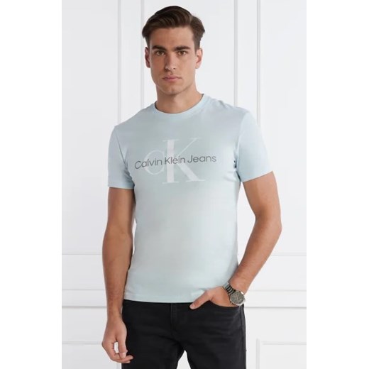 T-shirt męski niebieski Calvin Klein z krótkim rękawem 