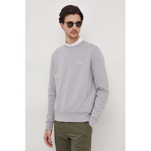 Calvin Klein bluza męska kolor szary gładka ze sklepu ANSWEAR.com w kategorii Bluzy męskie - zdjęcie 165755686