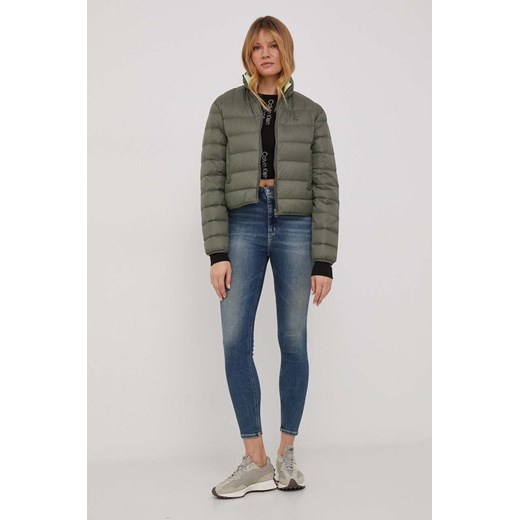 Calvin Klein Jeans kurtka puchowa damska kolor zielony przejściowa S ANSWEAR.com
