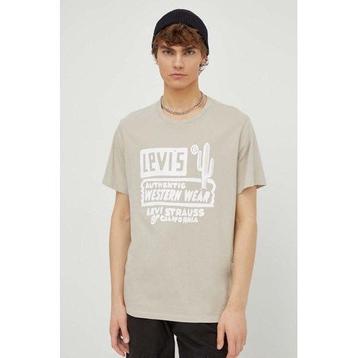 Levi&apos;s t-shirt męski kolor beżowy z nadrukiem ze sklepu ANSWEAR.com w kategorii T-shirty męskie - zdjęcie 165756675