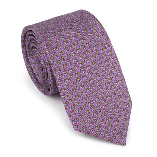 Krawat jedwabny wzorzysty fioletowo-pomarańczowy ze sklepu WITTCHEN w kategorii Krawaty - zdjęcie 165756959