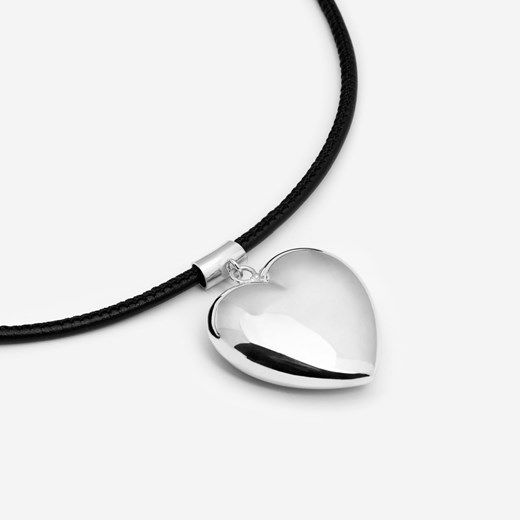 naszyjnik z sercem na rzemyku, srebrny ze sklepu ANIA KRUK w kategorii Naszyjniki - zdjęcie 165763066