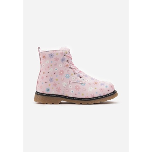 Buty zimowe dziecięce różowe Born2be wiązane