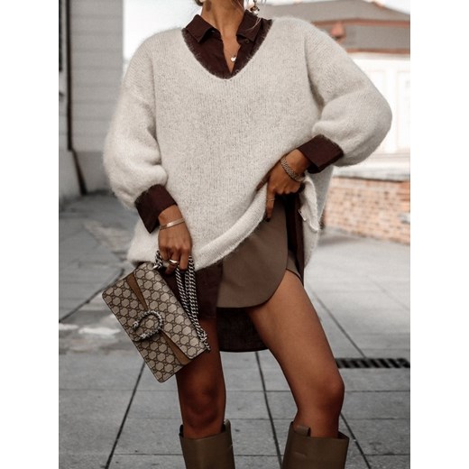 Sweter Xawier Premium Kremowy Lisa Mayo uniwersalny Lisa Mayo