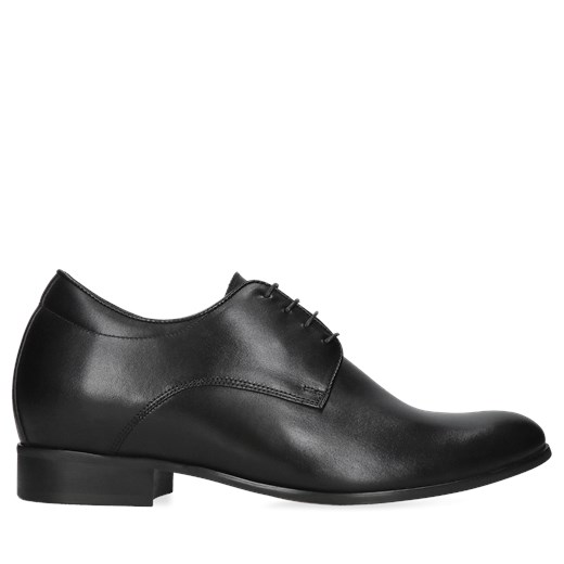 Czarne buty podwyższające Dustin +7 cm, Conhpol - Polski producent, Półbuty podwyższające, CH0478-09, Konopka Shoes ze sklepu Konopka Shoes w kategorii Buty eleganckie męskie - zdjęcie 165793968