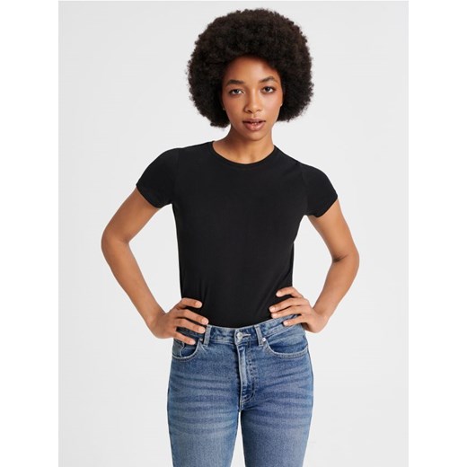 Sinsay - Koszulka bawełniana - czarny ze sklepu Sinsay w kategorii Bluzki damskie - zdjęcie 165794697