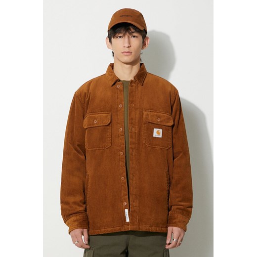 Carhartt WIP kurtka sztruksowa kolor brązowy przejściowa L PRM