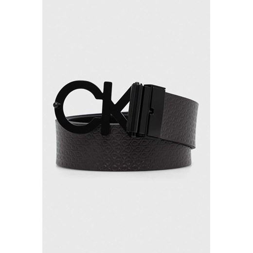 Calvin Klein pasek skórzany dwustronny męski kolor czarny ze sklepu ANSWEAR.com w kategorii Paski męskie - zdjęcie 165797475