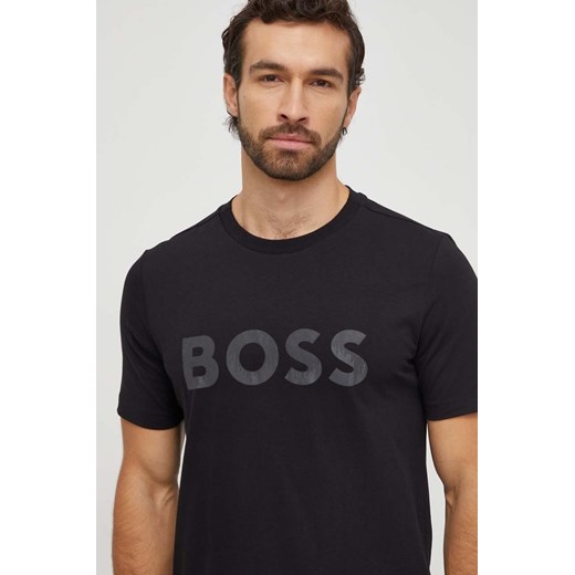 Boss Green t-shirt męski kolor czarny z nadrukiem ze sklepu ANSWEAR.com w kategorii T-shirty męskie - zdjęcie 165797605