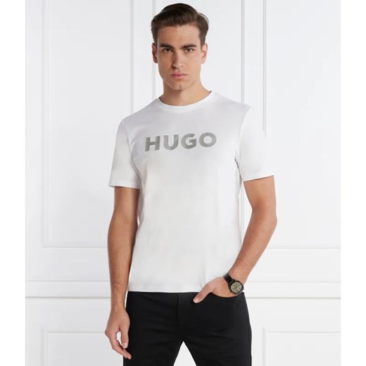T-shirt męski Hugo Boss z bawełny biały z krótkim rękawem młodzieżowy 