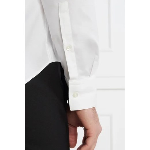 Hugo Boss koszula męska z elastanu biała elegancka z klasycznym kołnierzykiem z długimi rękawami 