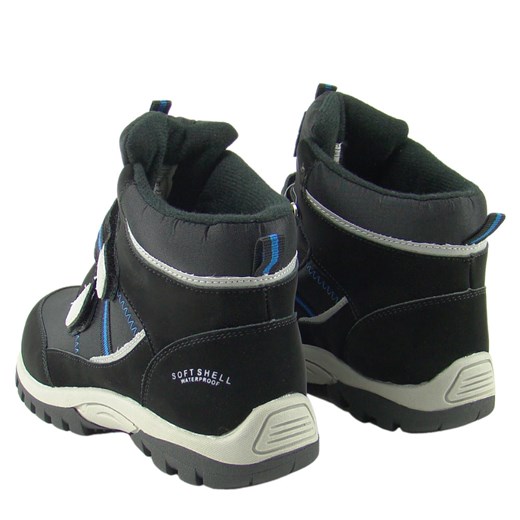 Buty zimowe dziecięce czarne Wojtyłko na rzepy polarowe 