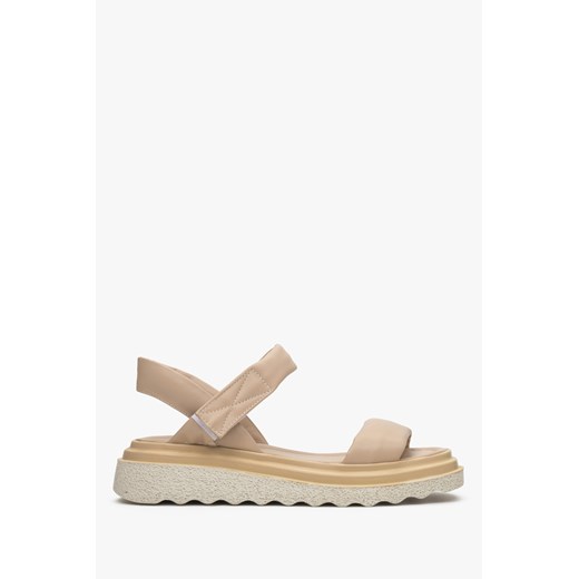 Estro: Beżowe sandały damskie na elastycznej platformie ze sklepu Estro w kategorii Sandały damskie - zdjęcie 165803329