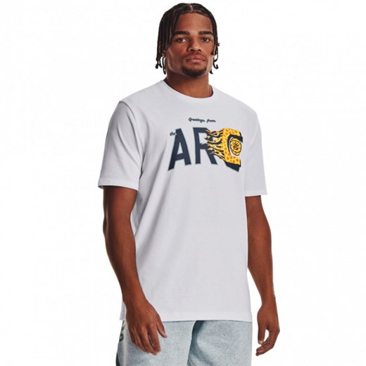 Męski t-shirt z nadrukiem Under Armour Curry Arc Short Sleeve - biały ze sklepu Sportstylestory.com w kategorii T-shirty męskie - zdjęcie 165803489