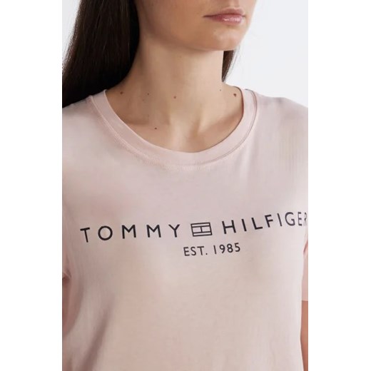 Bluzka damska Tommy Hilfiger bawełniana z krótkimi rękawami z napisem z okrągłym dekoltem casual 