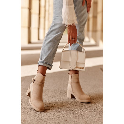Botki Zamsz Klamra Beżowe Neste SP231 39 ZAZOO