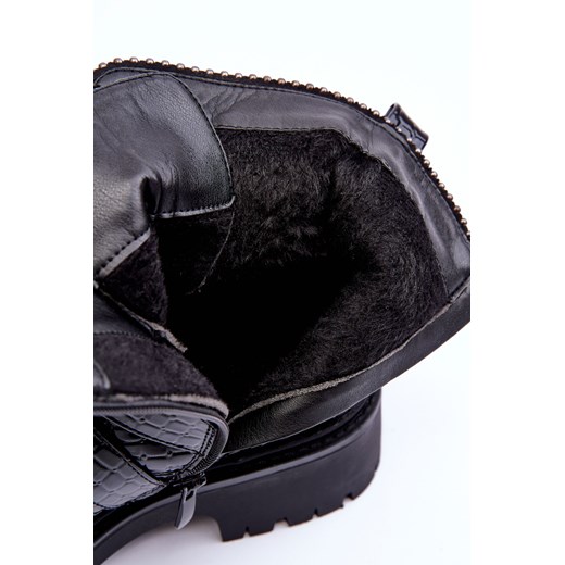 Botki Damskie Wężowe Paski Czarne 3185 41 okazyjna cena ZAZOO