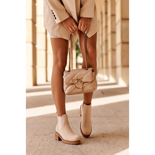 Botki Sztyblety Niskie Klasyczne Zamsz Jasnobeżowe Lalyllis 8631 39 ZAZOO