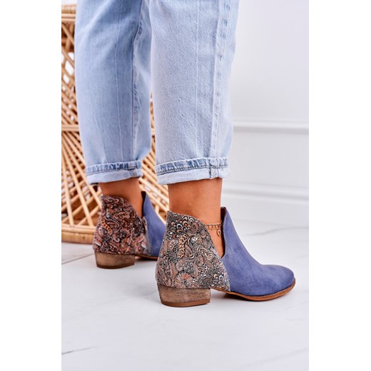 Damskie Skórzane Botki Maciejka Granatowe 04091-27 Maciejka 36 ZAZOO okazja