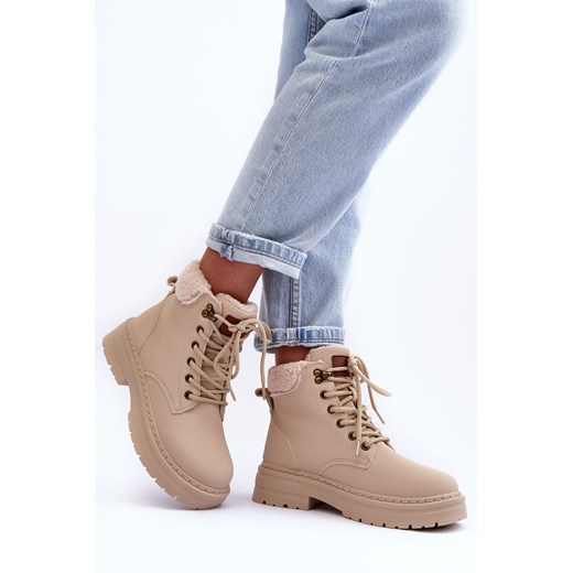 Trapery Damskie Kożuch Jasnobeżowe EV-217 37 ZAZOO