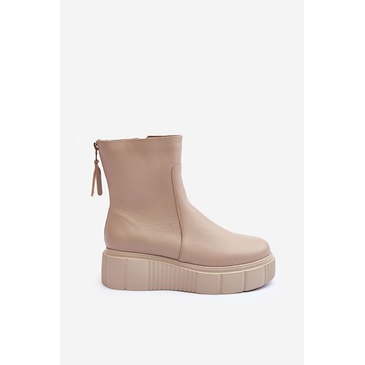 Botki Damskie Skóra Platforma Beżowe Lemar Jenefer 60369 Lemar 37 ZAZOO