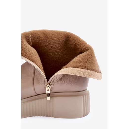 Botki Damskie Skóra Platforma Beżowe Lemar Jenefer 60369 Lemar 38 ZAZOO