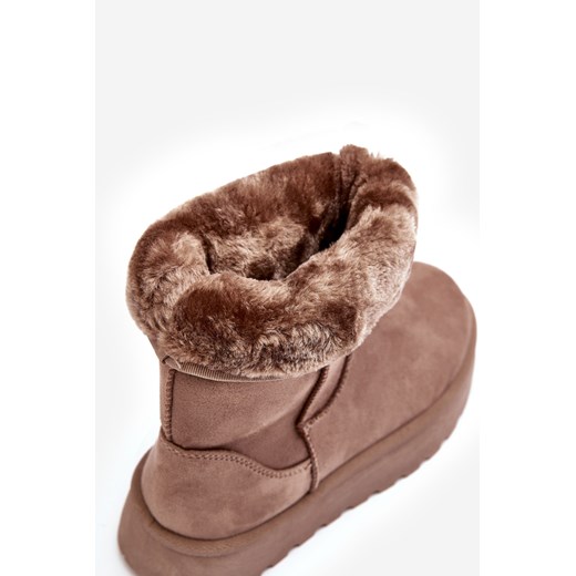 Śniegowce Damskie Ocieplane Futerkiem Ciemnobeżowe Abrams VL223P Ps1 40 ZAZOO
