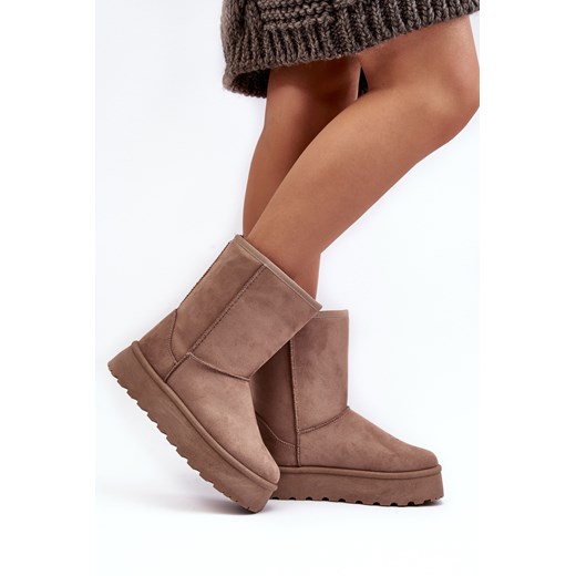 Śniegowce Damskie Ocieplane Futerkiem Ciemnobeżowe Abrams VL223P Ps1 41 ZAZOO