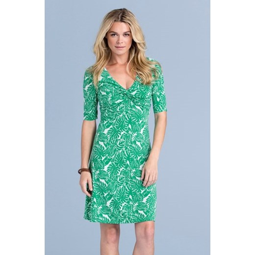 Sukienka zielony/biały halens-pl turkusowy drapowana